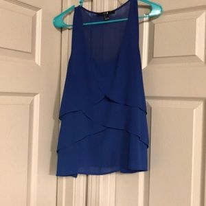 Blue Ruffle Tank Top